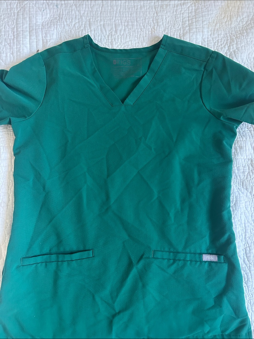 Figs Women’s V-Neck Scrub Top in Teal Green